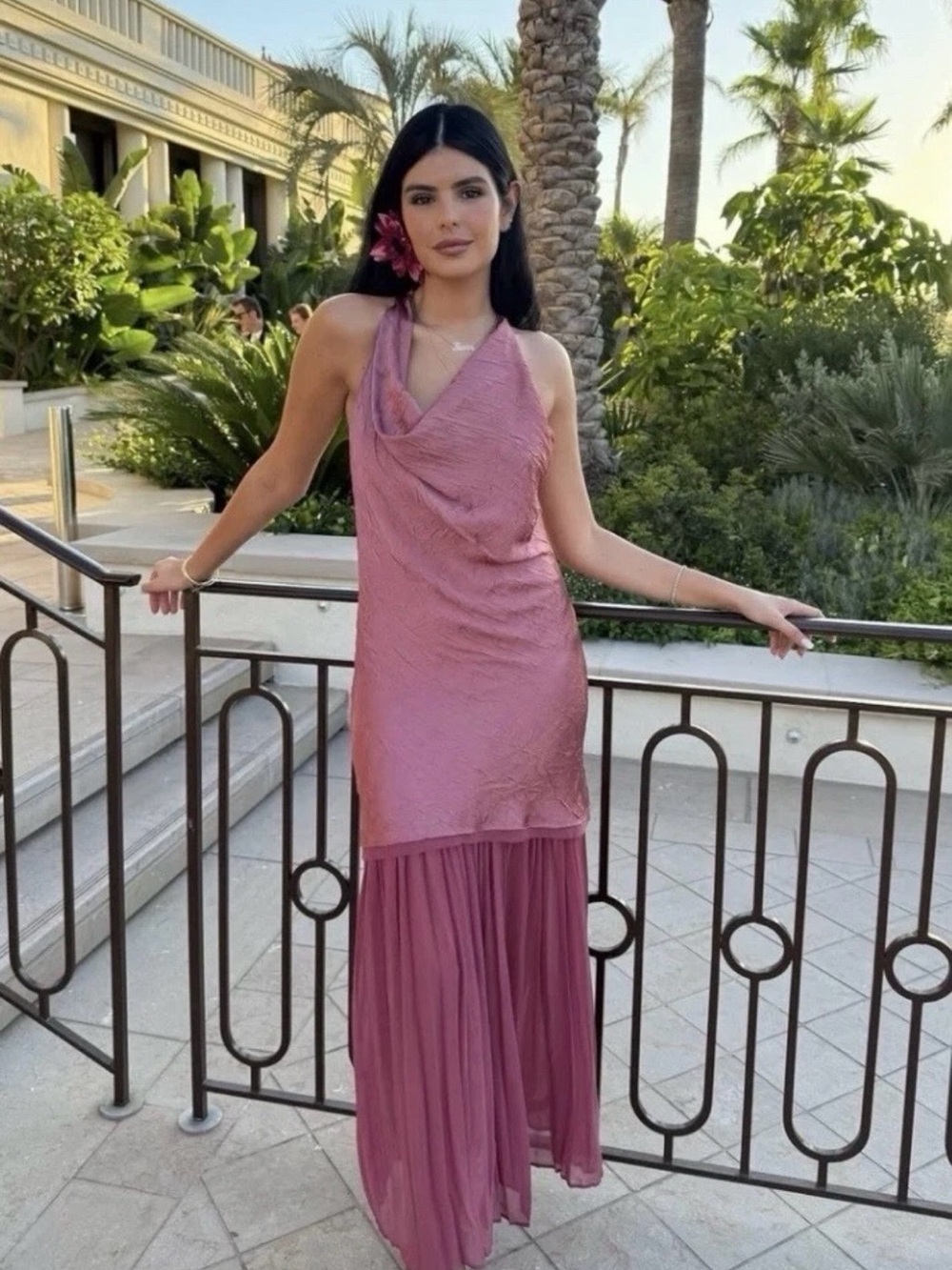 ZARA PLEATED COMBINATION COWL NECK DRESS SIZE MEDIUM NWT